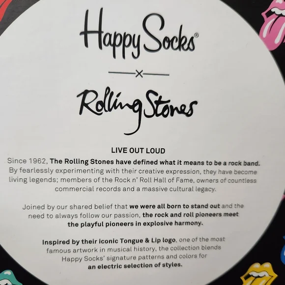 Happy Socks Rolling Stones Gift Box includes 6 Socks & Novelty Box NIB - Picture 6 of 10